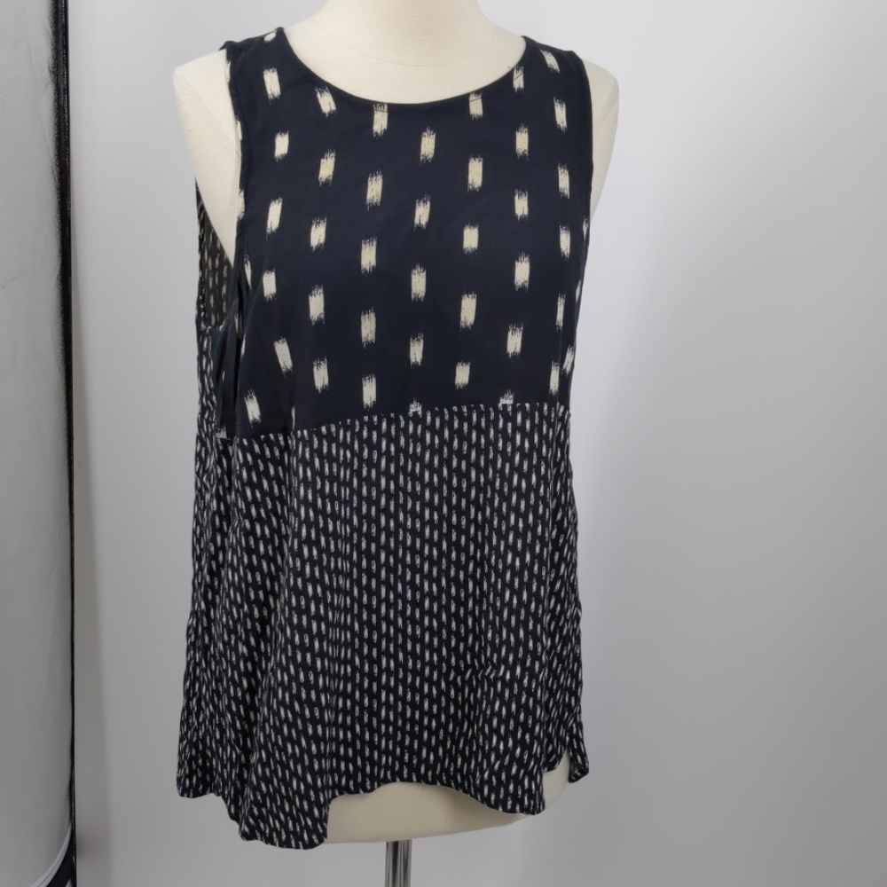 Madewell navy/white print sleeveless top-sz L